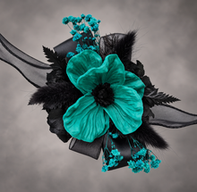 Load image into Gallery viewer, Emerald black corsage & buttonhole set - School formal, prom, graduation, wedding