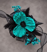 Load image into Gallery viewer, Emerald black corsage & buttonhole set - School formal, prom, graduation, wedding