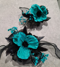 Load image into Gallery viewer, Emerald black corsage & buttonhole set - School formal, prom, graduation, wedding