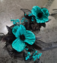 Load image into Gallery viewer, Emerald black corsage & buttonhole set - School formal, prom, graduation, wedding
