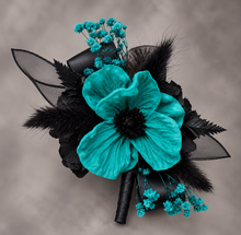 Load image into Gallery viewer, Emerald black corsage & buttonhole set - School formal, prom, graduation, wedding