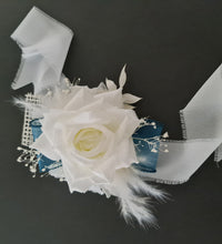 Load image into Gallery viewer, Off White / Blue Everlasting Flowers Corsage AB1170 - School formal, prom, graduation, wedding
