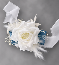Load image into Gallery viewer, Off White / Blue Everlasting Flowers Corsage AB1170 - School formal, prom, graduation, wedding