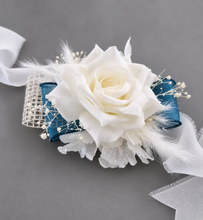 Load image into Gallery viewer, Off White / Blue Everlasting Flowers Corsage AB1170 - School formal, prom, graduation, wedding