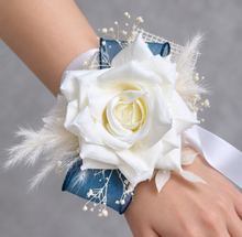 Load image into Gallery viewer, Off White / Blue Everlasting Flowers Corsage AB1170 - School formal, prom, graduation, wedding