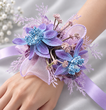 Load image into Gallery viewer, Blue violet everlasting flowers corsage AB1174 - School formal, prom, graduation, wedding