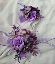 Load image into Gallery viewer, Purple violet corsage & buttonhole set AB1175 - School formal, prom, graduation, wedding