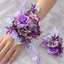 Load image into Gallery viewer, Purple violet corsage & buttonhole set AB1175 - School formal, prom, graduation, wedding