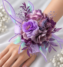 Load image into Gallery viewer, Purple violet corsage & buttonhole set AB1175 - School formal, prom, graduation, wedding
