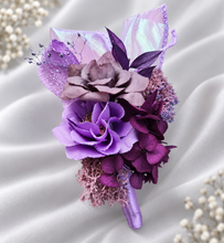 Load image into Gallery viewer, Purple violet corsage & buttonhole set AB1175 - School formal, prom, graduation, wedding