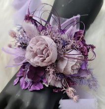 Load image into Gallery viewer, Purple violet peony corsage & buttonhole set AB1176 - School formal, prom, graduation, wedding