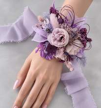 Load image into Gallery viewer, Purple violet peony corsage & buttonhole set AB1176 - School formal, prom, graduation, wedding