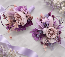 Load image into Gallery viewer, Purple violet peony corsage & buttonhole set AB1176 - School formal, prom, graduation, wedding