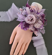 Load image into Gallery viewer, Purple violet peony corsage & buttonhole set AB1176 - School formal, prom, graduation, wedding