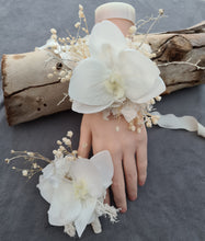 Load image into Gallery viewer, Real touch white orchid corsage & buttonhole set AB1179 - School formal, prom, graduation, wedding