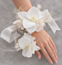 Load image into Gallery viewer, Real touch white orchid corsage & buttonhole set AB1181 - School formal, prom, graduation, wedding