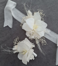 Load image into Gallery viewer, Real touch white orchid corsage & buttonhole set AB1181 - School formal, prom, graduation, wedding