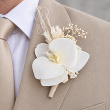 Load image into Gallery viewer, Real touch white orchid corsage & buttonhole set AB1181 - School formal, prom, graduation, wedding