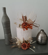 Load image into Gallery viewer, Rustic copper gold orange double cake topper