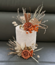 Load image into Gallery viewer, Rustic copper gold orange double cake topper