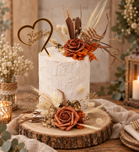 Load image into Gallery viewer, Rustic copper gold orange double cake topper