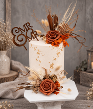 Load image into Gallery viewer, Rustic copper gold orange double cake topper