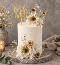 Load image into Gallery viewer, Champagne gold, white, neutral Double cake topper