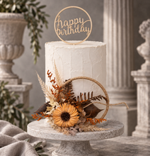 Load image into Gallery viewer, Handcrafted rustic orange preserved flowers boho hoop / cake topper – 5inch