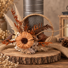 Load image into Gallery viewer, Handcrafted rustic orange preserved flowers boho hoop / cake topper – 5inch