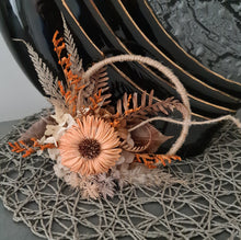 Load image into Gallery viewer, Handcrafted rustic orange preserved flowers boho hoop / cake topper – 5inch