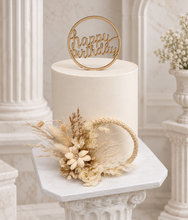 Load image into Gallery viewer, Handcrafted boho preserved flowers hoop / cake topper – 5inch