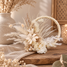 Load image into Gallery viewer, Handcrafted boho preserved flowers hoop / cake topper – 5inch