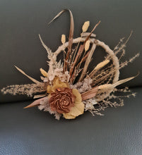 Load image into Gallery viewer, Handcrafted copper mustard preserved flowers hoop / cake topper – 6inch