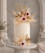 Load image into Gallery viewer, Champagne gold & blush Floral Cake topper