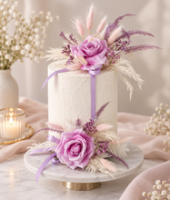 Load image into Gallery viewer, Pink, violet & neutral Fluffy Floral Cake Topper