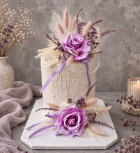 Load image into Gallery viewer, Pink, violet & neutral Fluffy Floral Cake Topper