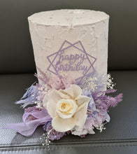 Load image into Gallery viewer, Preserved flowers Happy Birthday lilac, blush Cake topper
