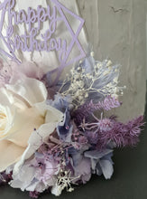 Load image into Gallery viewer, Preserved flowers Happy Birthday lilac, blush Cake topper