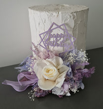 Load image into Gallery viewer, Preserved flowers Happy Birthday lilac, blush Cake topper