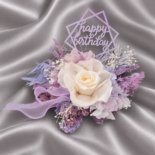 Load image into Gallery viewer, Preserved flowers Happy Birthday lilac, blush Cake topper