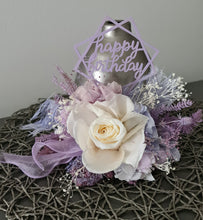 Load image into Gallery viewer, Preserved flowers Happy Birthday lilac, blush Cake topper