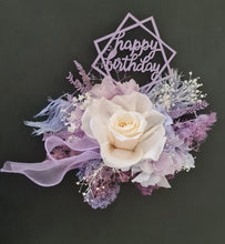 Load image into Gallery viewer, Preserved flowers Happy Birthday lilac, blush Cake topper