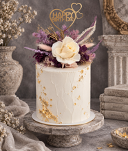 Load image into Gallery viewer, Happy Birthday Lilac Purple Floral Cake Topper