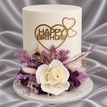 Load image into Gallery viewer, Happy Birthday Lilac Purple Floral Cake Topper