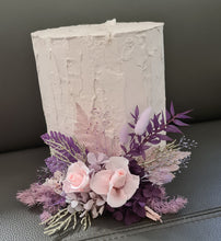Load image into Gallery viewer, Purple pink preserved roses Floral Cake Topper