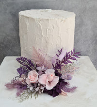 Load image into Gallery viewer, Purple pink preserved roses Floral Cake Topper