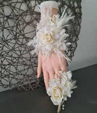 Load image into Gallery viewer, Elegant Boho peony off white everlasting flowers corsage & buttonhole AB1198 - School formal, prom, graduation, wedding