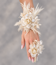 Load image into Gallery viewer, Elegant Boho peony off white everlasting flowers corsage & buttonhole AB1198 - School formal, prom, graduation, wedding