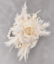 Load image into Gallery viewer, Elegant Boho peony off white everlasting flowers corsage & buttonhole AB1198 - School formal, prom, graduation, wedding