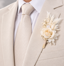 Load image into Gallery viewer, Elegant Boho peony off white everlasting flowers corsage & buttonhole AB1198 - School formal, prom, graduation, wedding